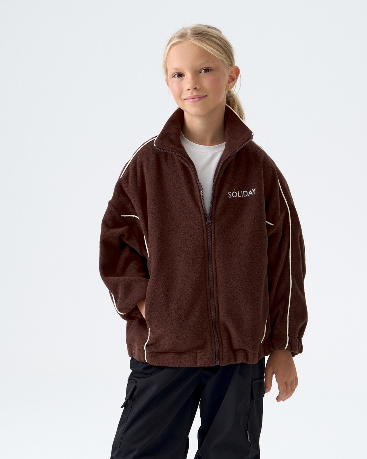 Бомбер флисовый с кантом SAMPLE коричневый