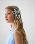 Заколка - бант с жемчужинами голубой